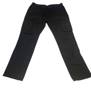 ItalyMorn KC008 Mens Black Cotton Cargo Pants Straight Leg Tactical Size 38 NEW